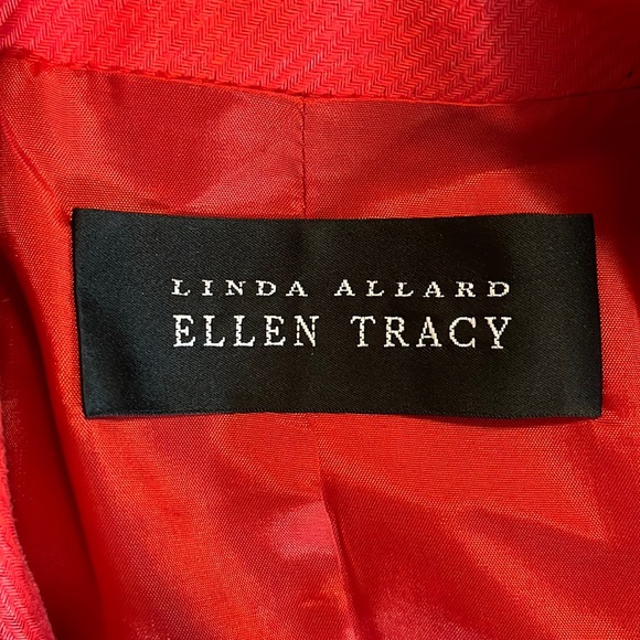 Linda Allan's ELLEN TRACY Size 14 Linen Blazer Textured monochromatic tomato red - Picture 14 of 16
